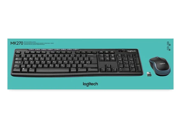 Logitech Wireless Keyboard and Mouse Combo MK270 Nano USB receiver Full size spill resistant keyboard 2 4GHz with a 10m range co