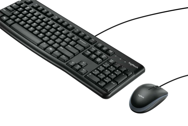 Logitech Corded Keyboard and Mouse Combo MK120 Comfortable quiet typing spill resistant design high definition optical mouse wit