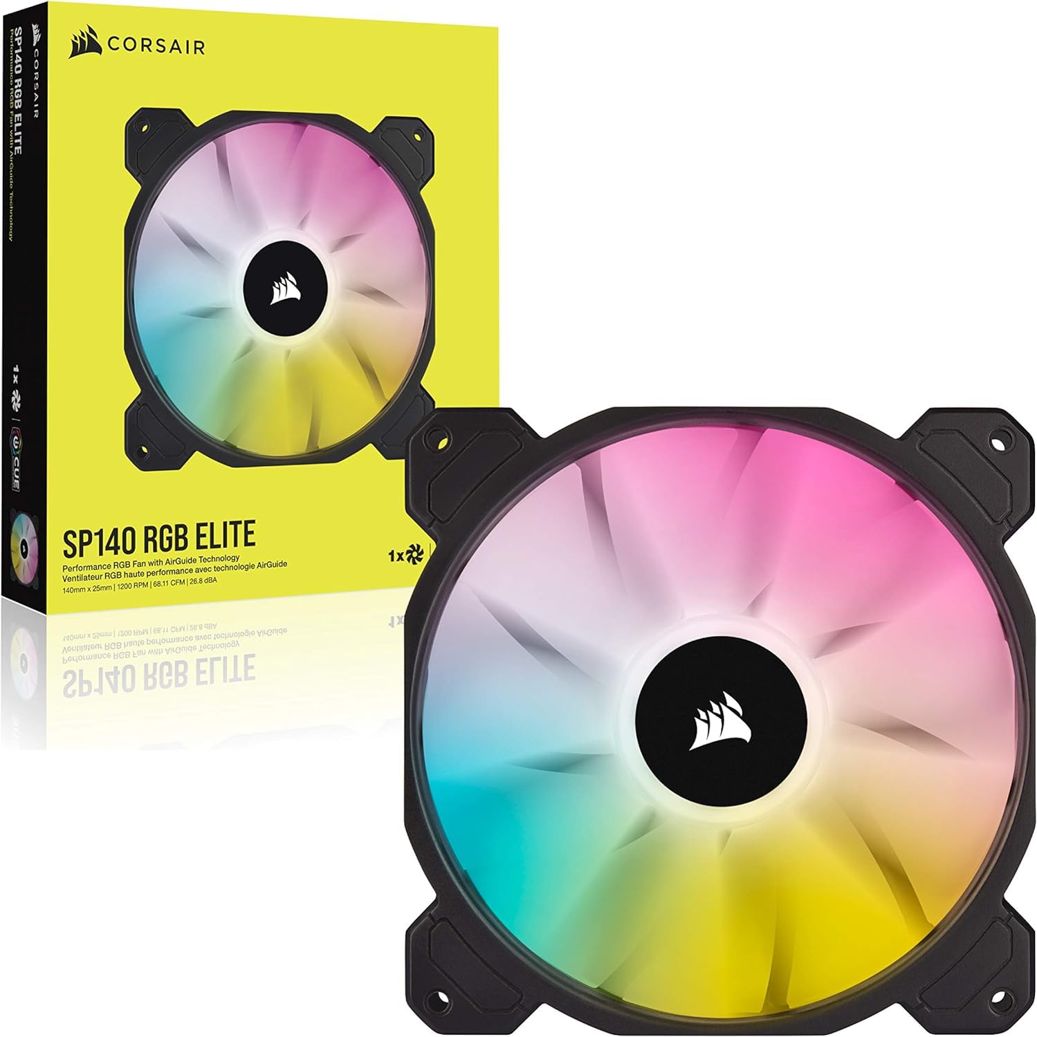 Corsair SP140 RGB ELITE; 140mm RGB LED Fan with AirGuide; Single Pack  - Requires Corsair hub. 