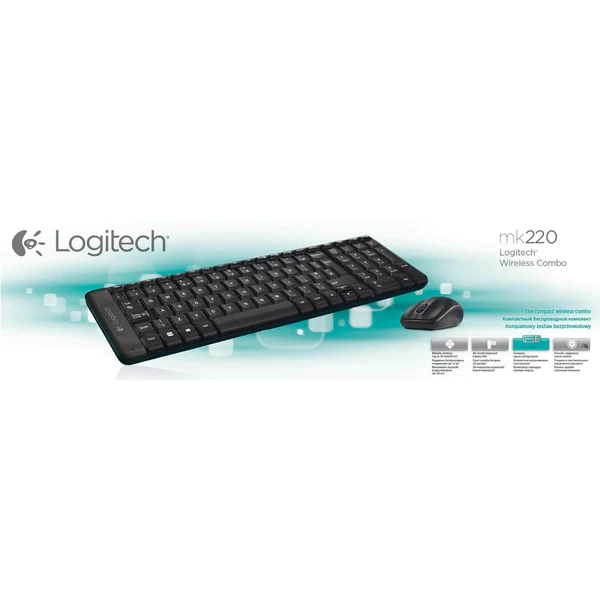 Logitech Wireless Keyboard and Mouse Combo MK220 USB receiver  2 4GHz 10m range sleek minimalist design 
