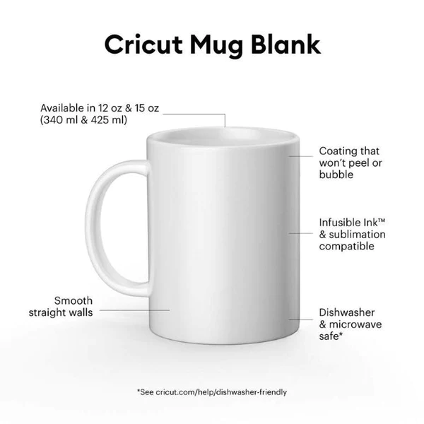 2008942: Cricut 350Ml Ceramic Mug Blanks White (6)