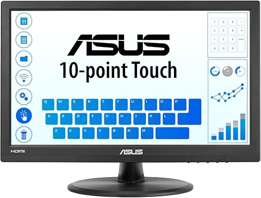 ASUS VT168HR Touch Monitor - 15.6" (1366x768), 10-point Touch, HDMI, Flicker free, Low Blue Light, Wall-mountable,Eye care