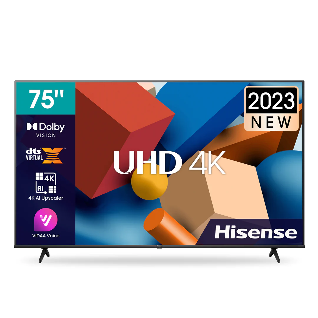 HISENSE LEDN75A6K 75'' UHD SMART LED; DOLBY VISION HDR; UHD AI Upscaler; DTS Virtual:X™ ; pixel tuning; HDR10+Decode; Dual Band 