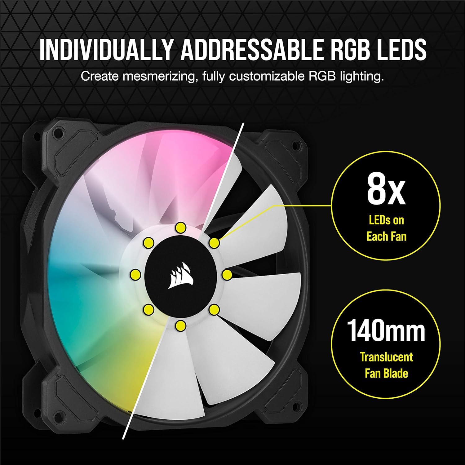 Corsair SP140 RGB ELITE; 140mm RGB LED Fan with AirGuide; Single Pack  - Requires Corsair hub. 