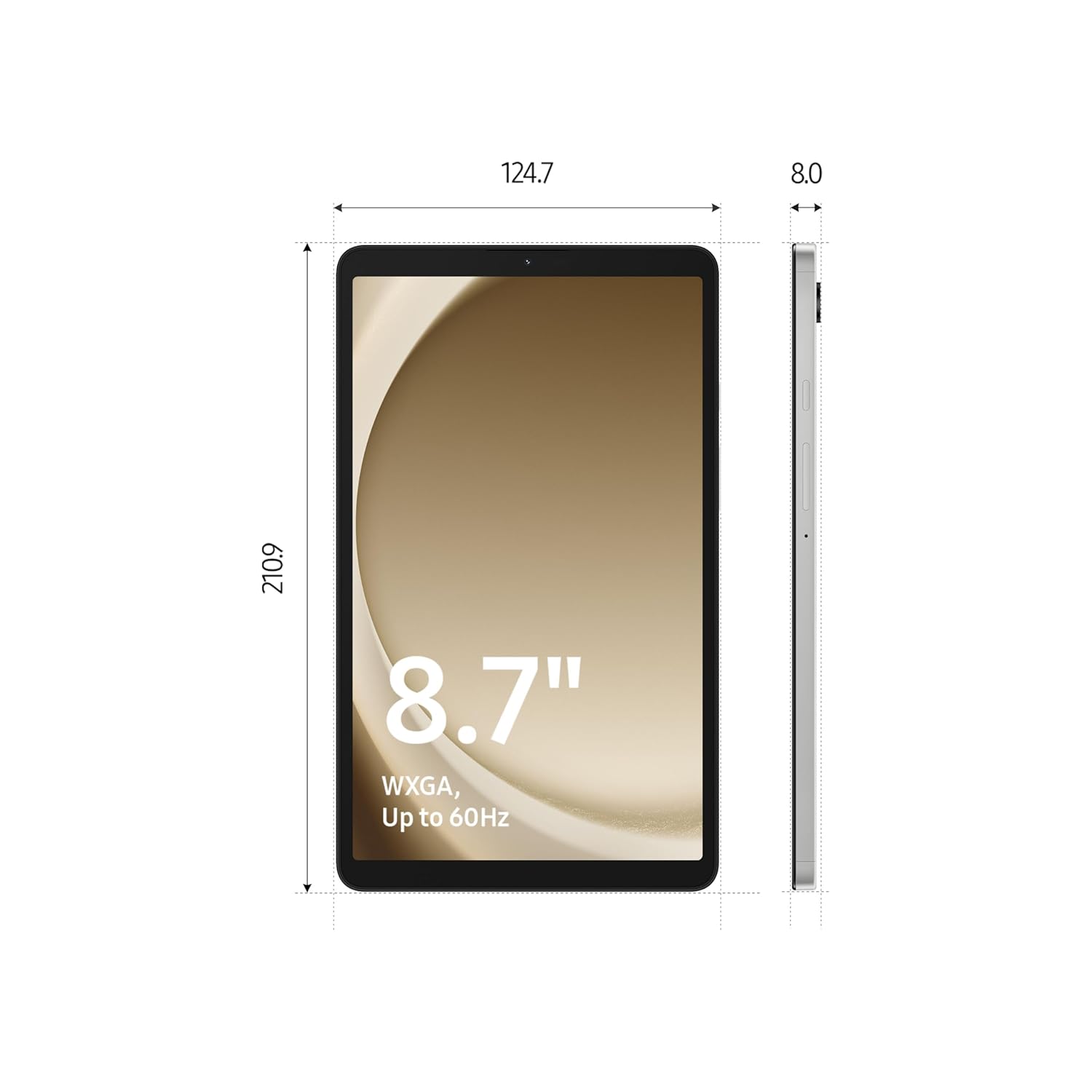 Galaxy Tab A9 (LTE); 8.7'' TFT 1340 x 800 WXGA+; 60Hz; 4+64GB; Expandable Storage (MicroSD); Nano Single Sim; 4G LTE; Bluetooth;