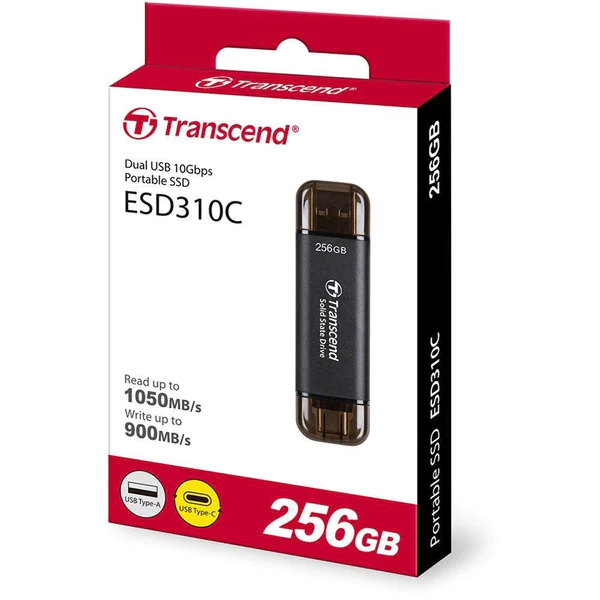 TRANSCEND 256GB ESD310C USB3.2 TYPE C AND A OTG COMPACT PORTABLE SSD 