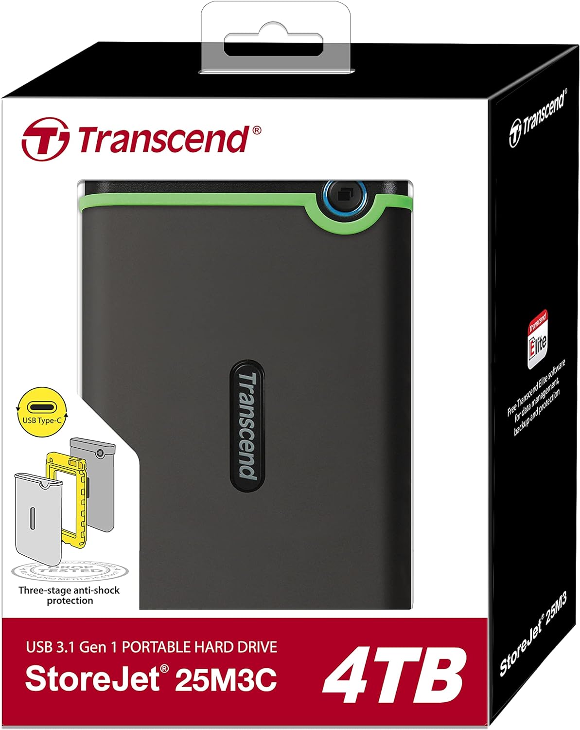 TRANSCEND 4TB STOREJET M3C 2.5'' USB TYPE C HDD SLIM IRON GREY