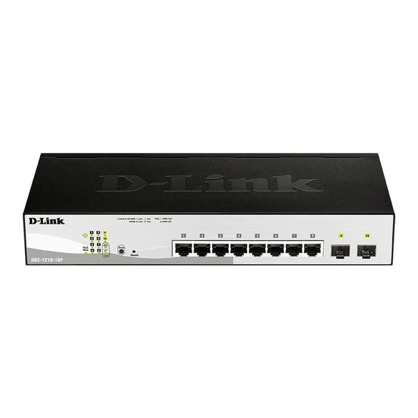 D-LINK 8-ports 10/100/1000Base-T PoE Smart Switch plus 2 SFP ports - 78W PoE budget