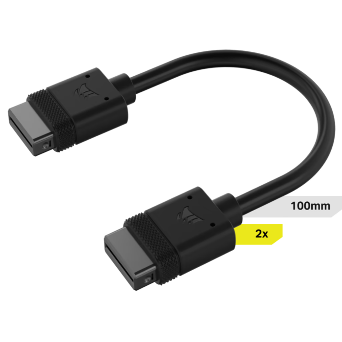 CORSAIR iCUE LINK Cable; 2x 100mm with Straight connectors; Black