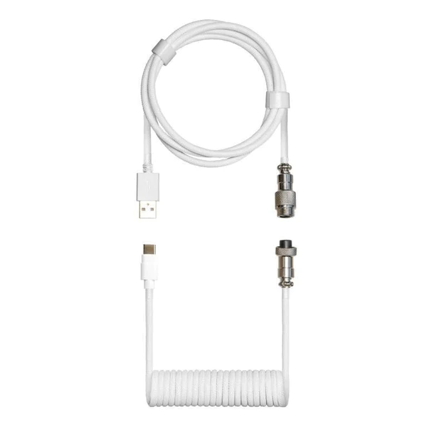 CM KB Coiled Cable; Double-Sleeved; White; Type C