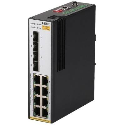 H3C Switch L2 IE4300-12P-PWR Industrial Switch; 8*10/100/1000Base-T PoE+; 4*1000BASE-X SFP (8GE(PoE+)+4SFP; Dual DC