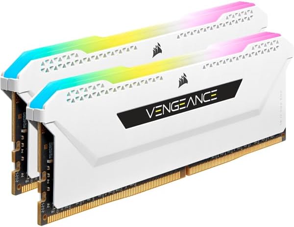 Corsair VENGEANCE® RGB PRO SL 16GB (2 x 8GB) DDR4 DRAM 3200MHz C16 Memory Kit; 18-22-22-42; 1.35; White