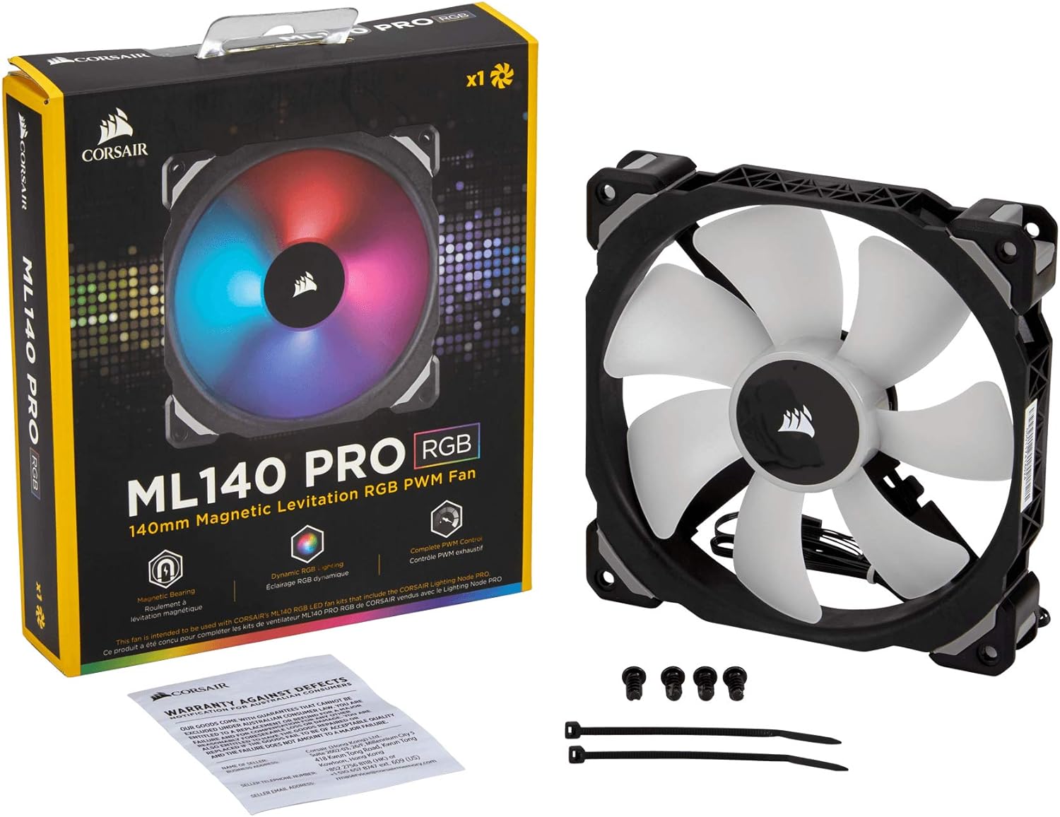 Corsair ML140 PRO RGB LED 140MM PWM  400 - 1200 RPM Premium Magnetic Levitation Fan