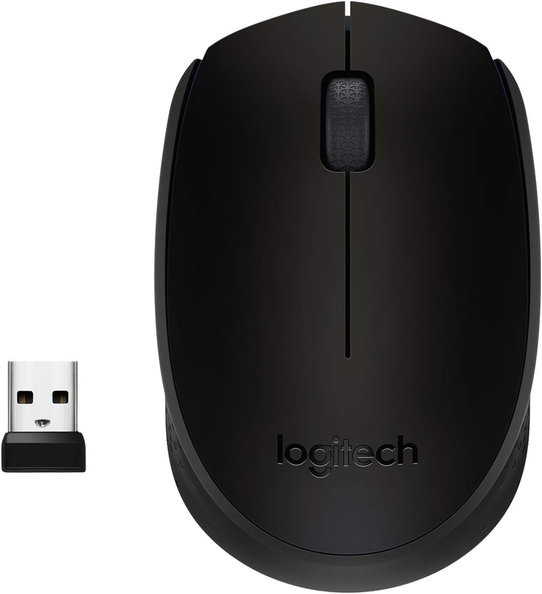 Logitech Wireless Mouse M171 (Black) Nano USB receiver 3 buttons optical tracking ratchet wheel 12-month battery life 10m range 