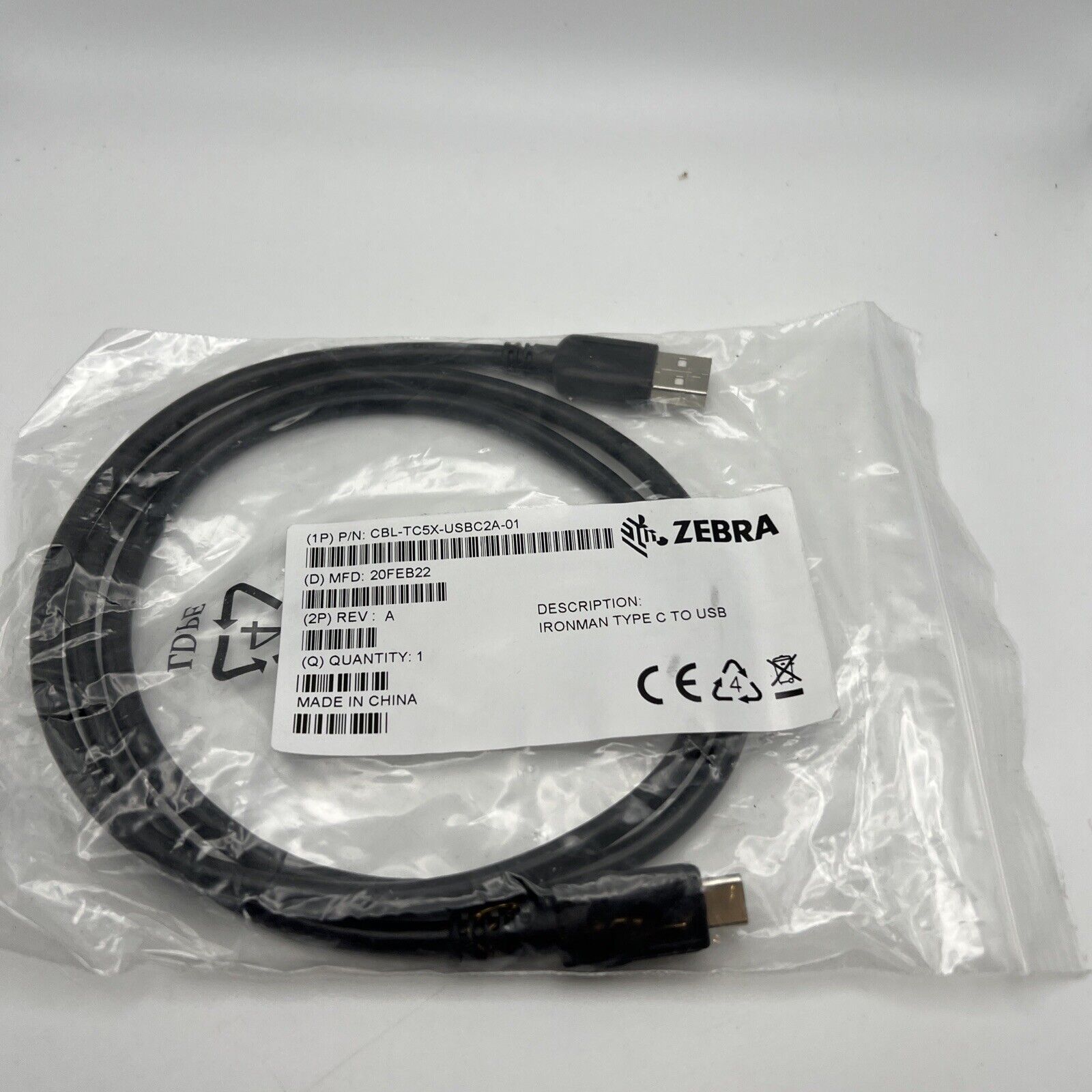 Zebra USB-C to USB-A Cable; 1M Length