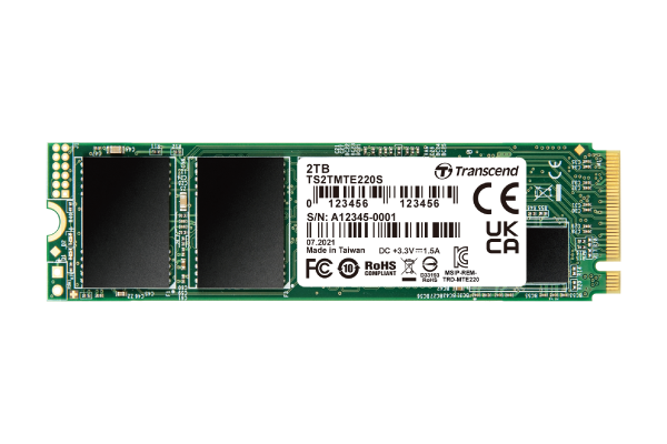 TRANSCEND 2TB MTE220S PCI-E GEN 3x4 NVMe M.2 2280 SSD 3D TLC with DRAM cache - 3500 MB/s Read 2900 MB/s Write - 4400 TBW