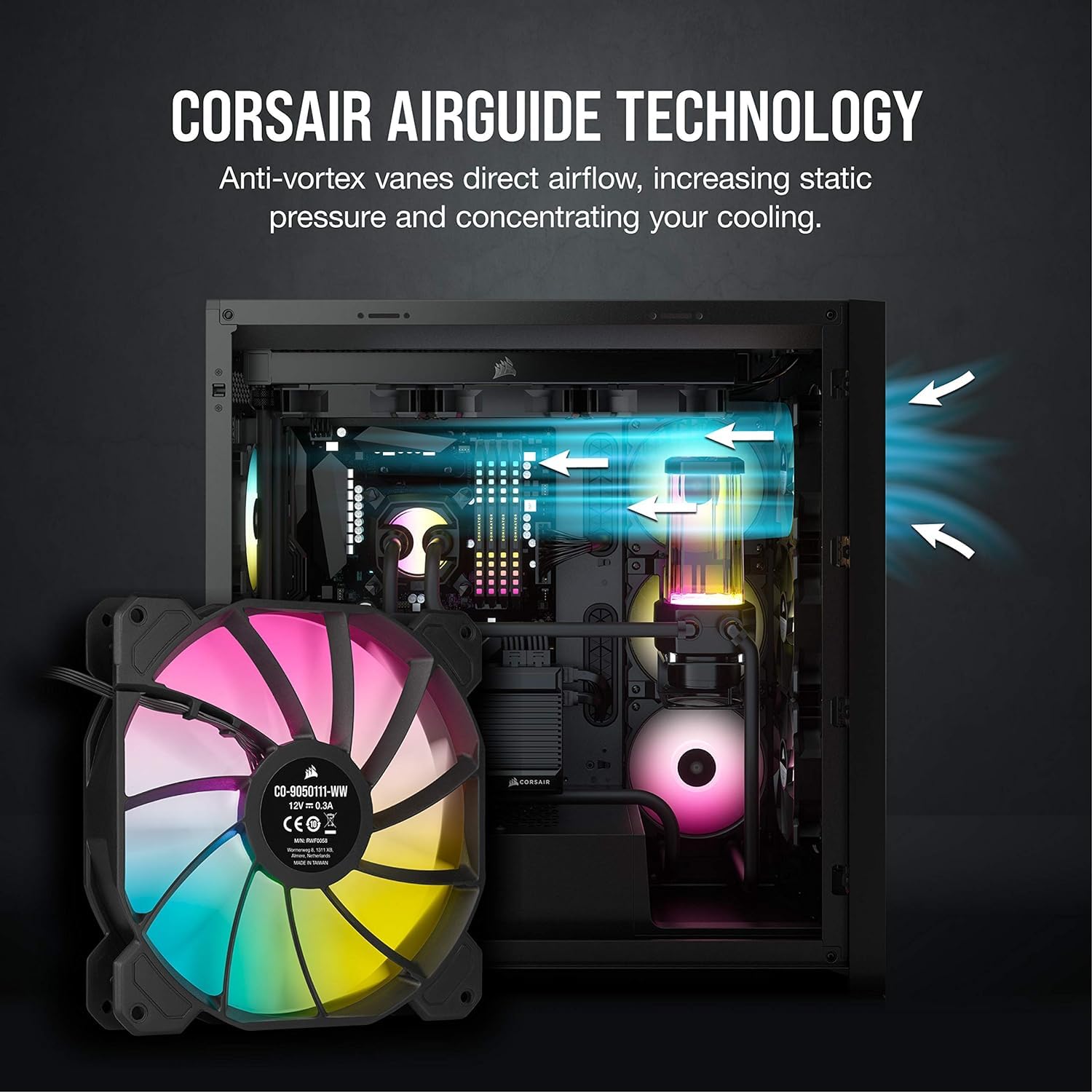 Corsair SP140 RGB ELITE; 140mm RGB LED Fan with AirGuide; Single Pack  - Requires Corsair hub. 