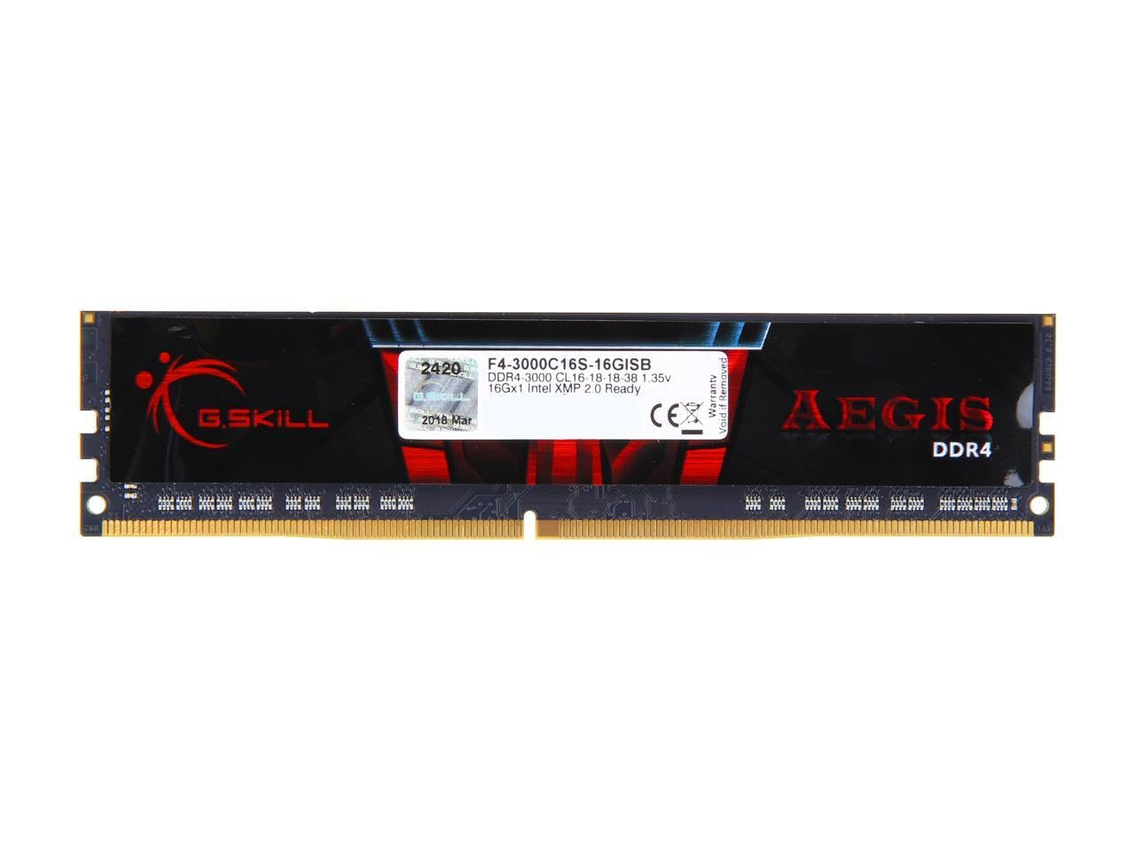 G.Skill Aegis DDR4-3000MHz CL16-18-18-38 1.35V 16GB (1x16GB)