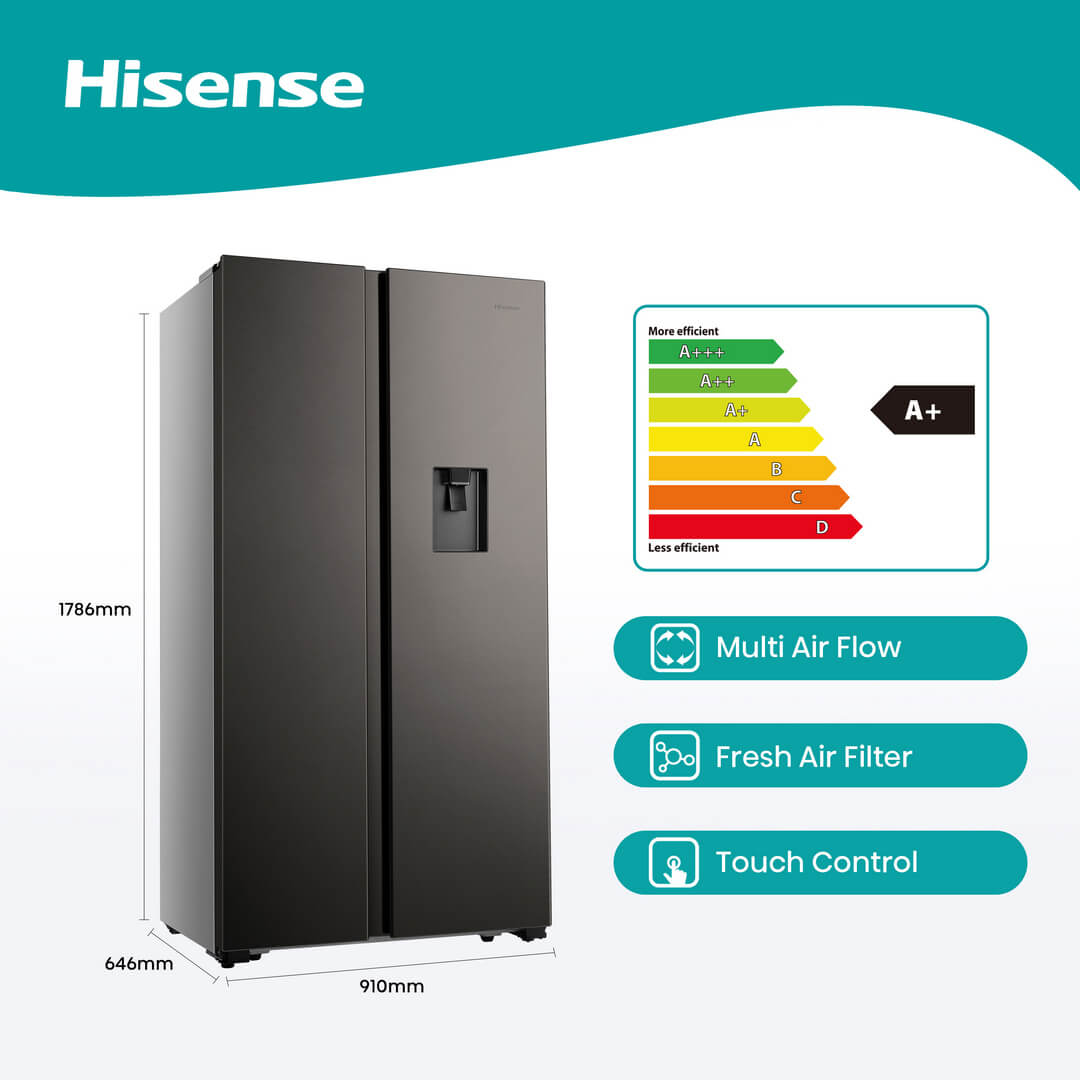 HISENSE H670SIT-WD 508L Double Door Fridge; Door opening alarm; Long life LED lights; super cooling and super freezing mode