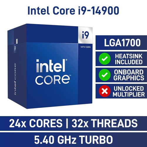 Intel Core i9 14900 Up to 5.8 GHZ;24 Core (8P+16E); 32 Thread; 36MB Smartcache;65W TDP; Intel®  Laminar RH1 included; LGA 1700 R