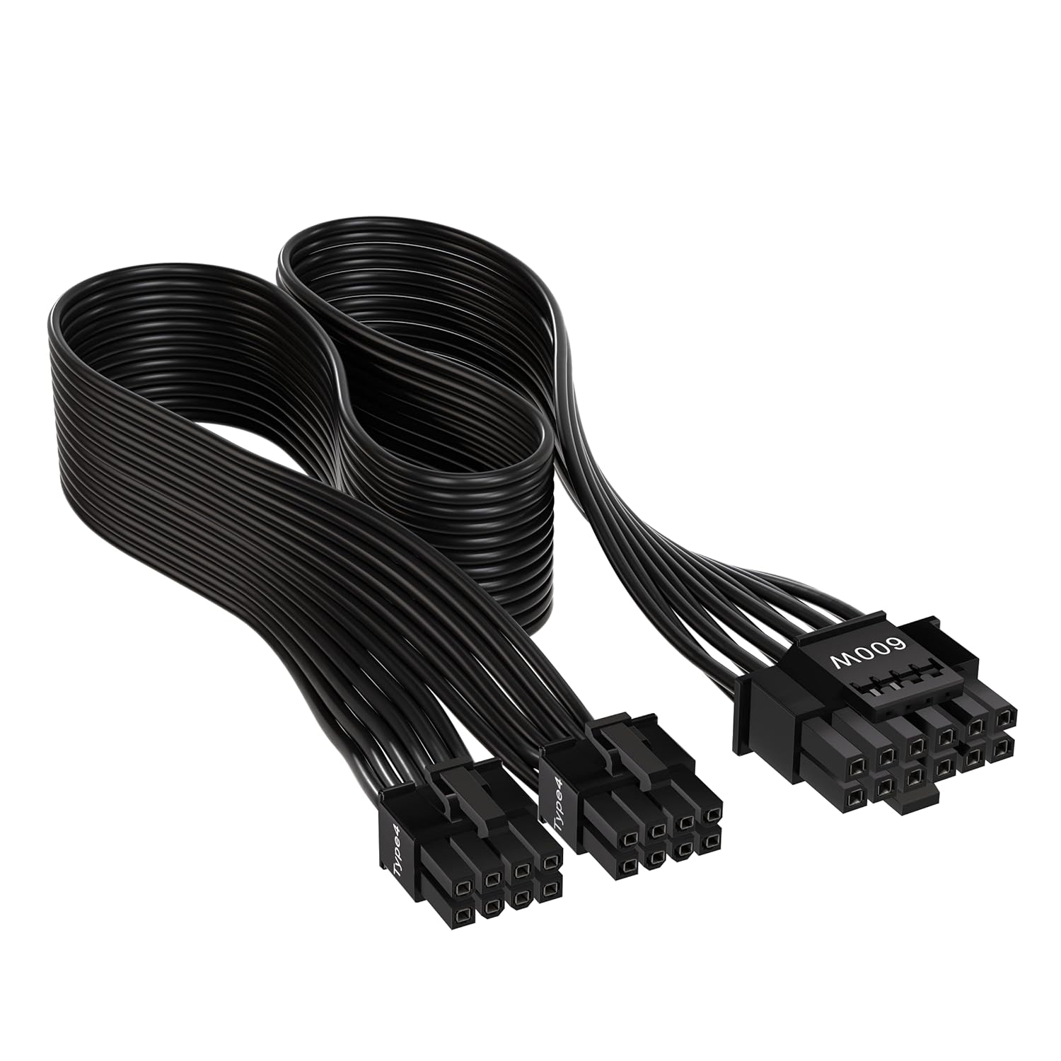 CORSAIR 12+4pin PCIe Gen 5 Type-4 600W 12VHPWR cable; flat ribbon; black