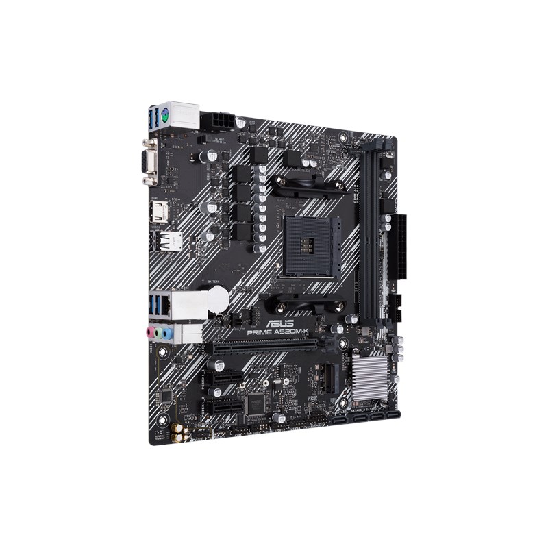 AMD A520 (Ryzen AM4) micro ATX motherboard with M.2 support; 1 Gb Ethernet; HDMI/D-Sub; SATA 6 Gbps; USB 3.2 Gen 1 Type-A