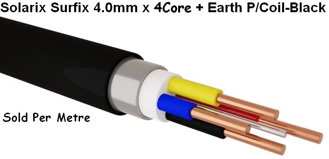 Solarix Surfix 4mm 4 Core With Earth Cable Black