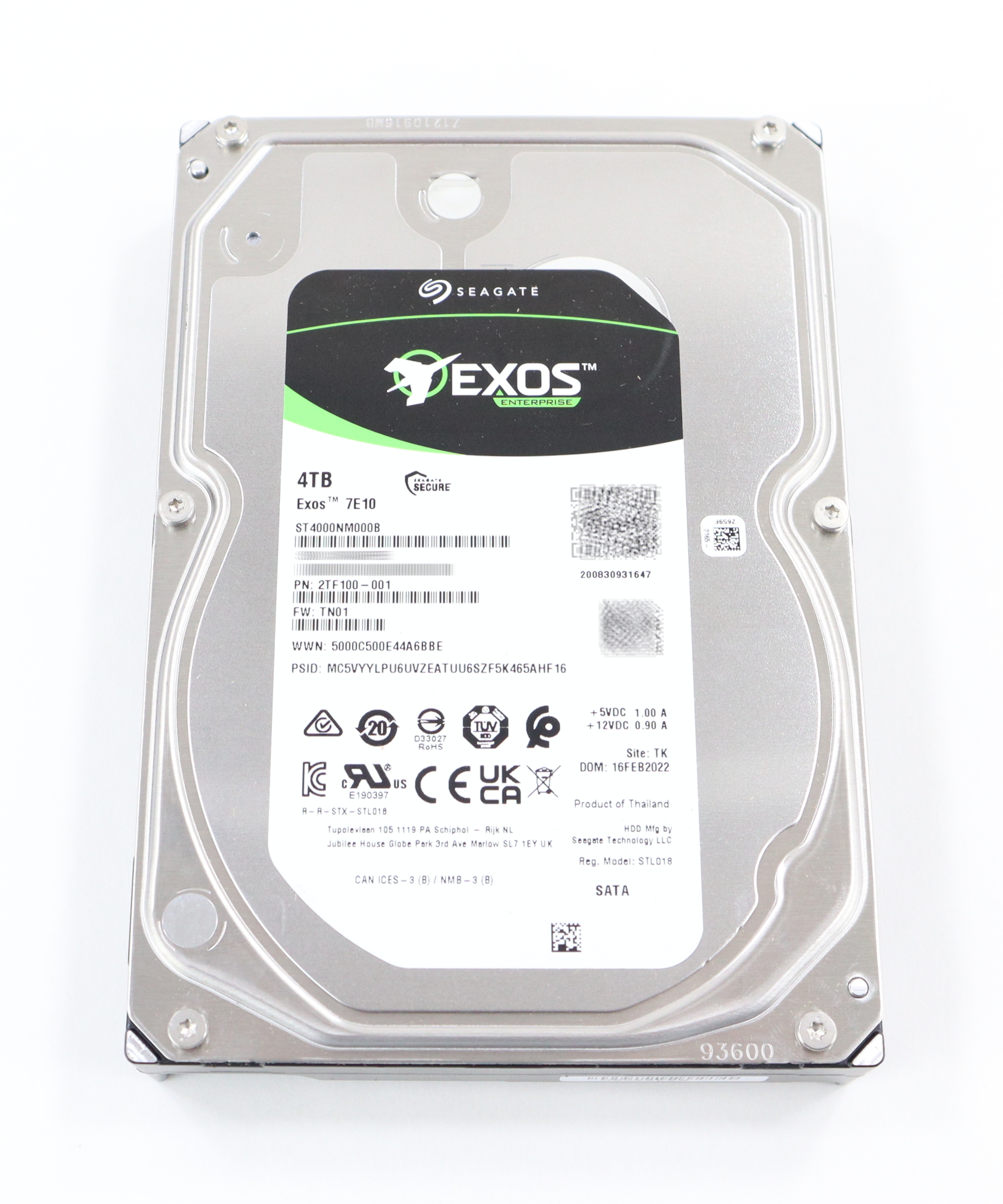 Seagate Exos 7E10 ST4000NM000B 4TB  512E/4kn SATA Fast Format SATA 3.5'' Drive; 6GB/s Interface; RPM7200; 256MB cache; 5 Year li