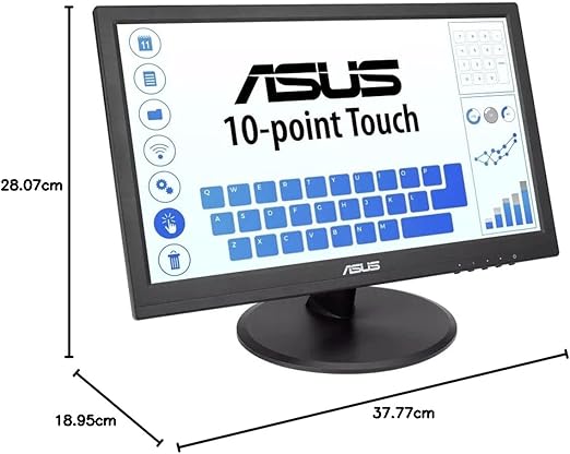 ASUS VT168HR Touch Monitor - 15.6" (1366x768), 10-point Touch, HDMI, Flicker free, Low Blue Light, Wall-mountable,Eye care