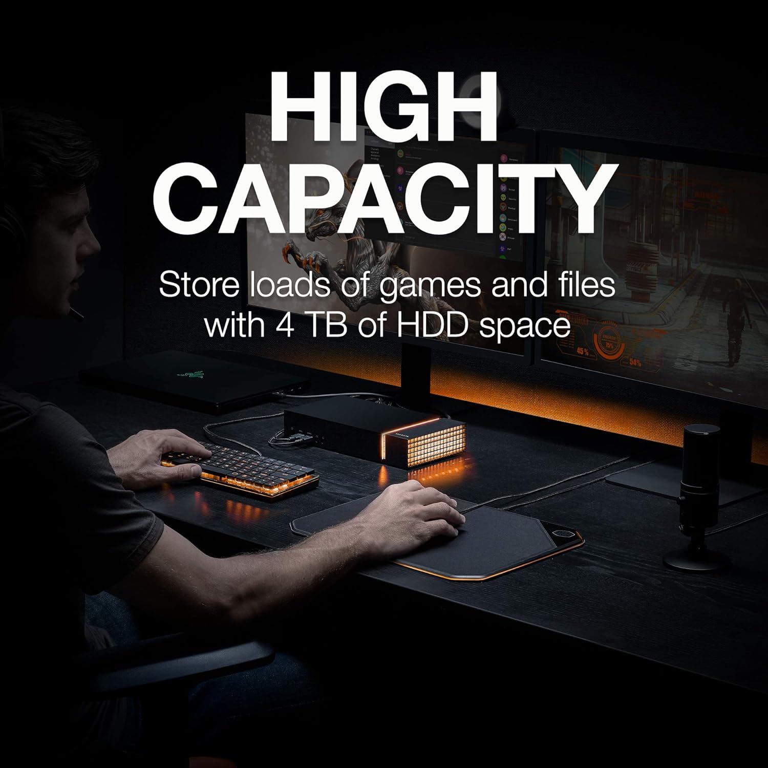 Seagate Firecuda Gaming dock 4TB HDD storage built-in; Expandable M/2 NVMe SSD Slot; Single Thunderbolt 3 connection