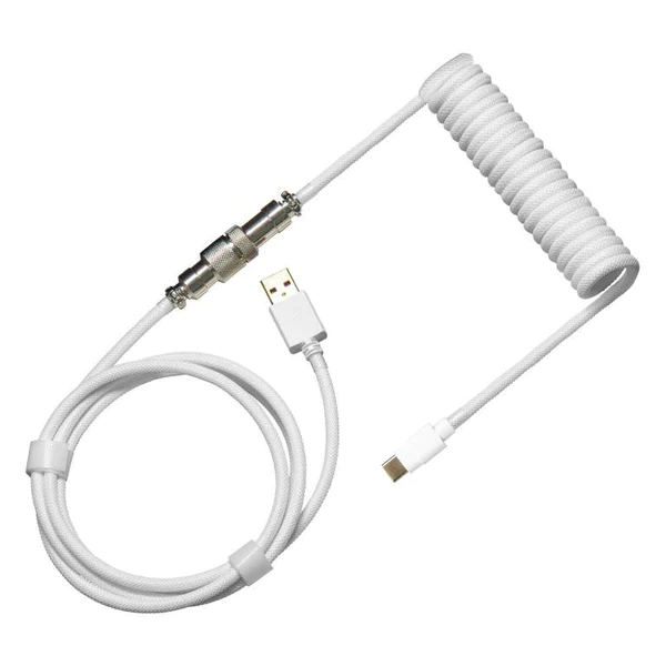 CM KB Coiled Cable; Double-Sleeved; White; Type C