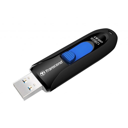 TRANSCEND 128GB JF790 USB3.1 GEN 1 CAPLESS FLASH DRIVE - BLACK AND BLUE