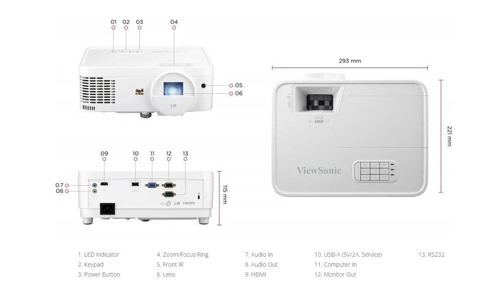 Viewsonic LS510WE 3800 ANSI Lumens WXGA LED Business Projector