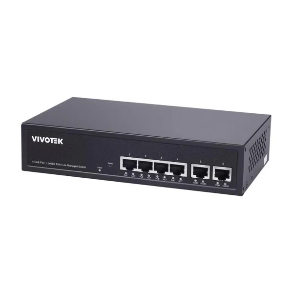 VIVOTEK 4xGE PoE + 2xGE UTP lite managed switch; VLAN; STP; POE Port Cycling 