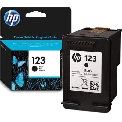 HP 123 Black Original Ink Cartridge;~120 pages. (DeskJet 2130 and 2131). 