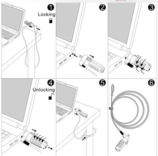 UniQue Laptop 4 Digit Combination Lock