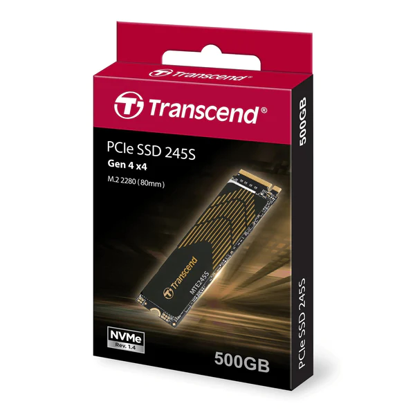 TRANSCEND 500GB MTE245S PCI-E  GEN 4X4 M.2 NVMe 2280 SSD 3D TLC - 4800 MB/s Read 4000 MB/s Write - 300 TBW