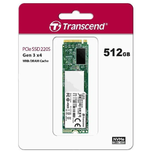 TRANSCEND 512GB MTE220S PCI-E GEN 3x4 NVMe M.2 2280 SSD 3D TLC with DRAM cache - 3500 MB/s Read 2500 MB/s Write -1100TBW