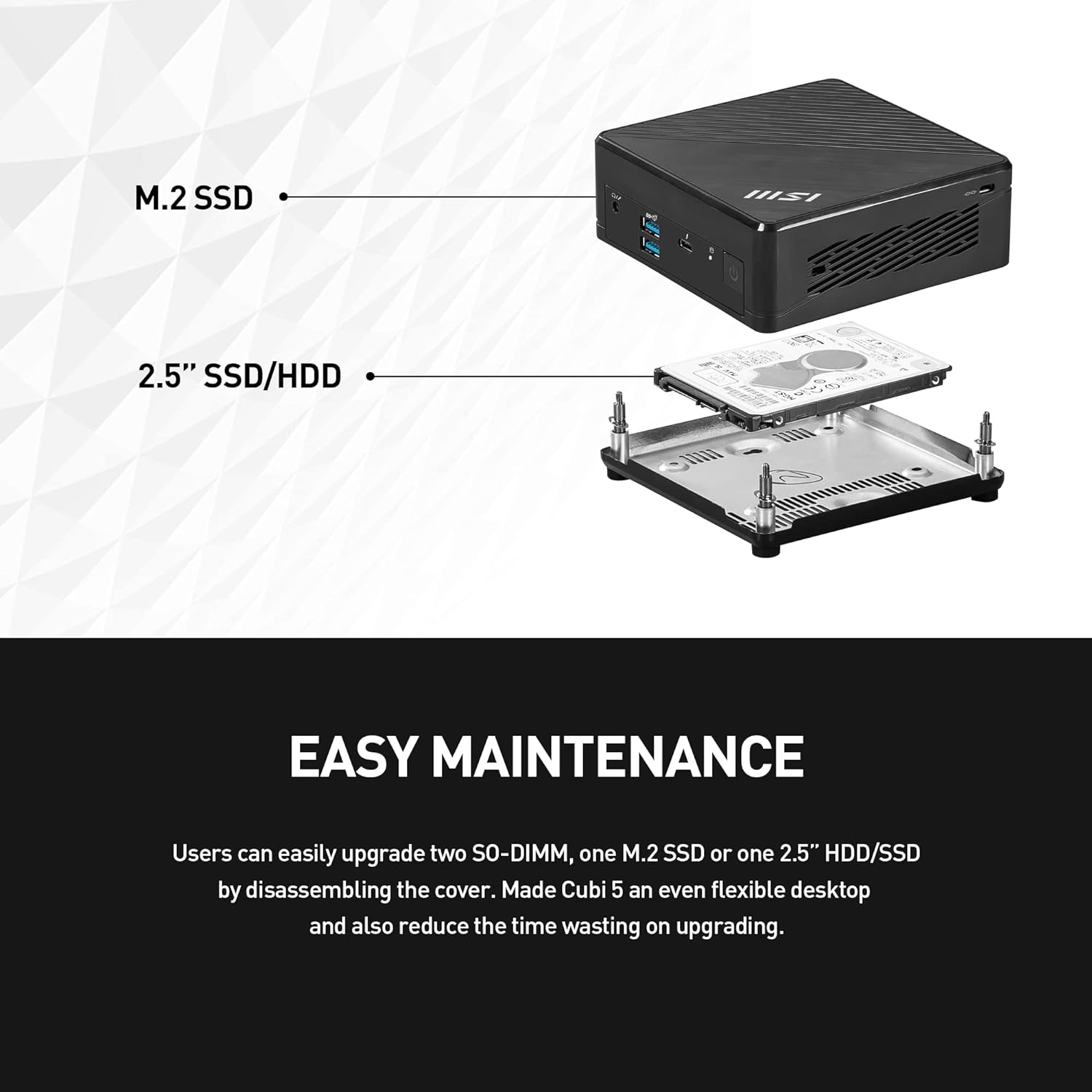 MSI CUBI L6 -i3-1215/ Iris™ Xe / SDD M.2 & 2.5''/ 2 X DDR4-SO DIMMs/USB /DP /HDMI/LAN/WL/BT.