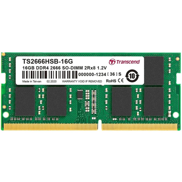 TRANSCEND 16GB DDR4-2666 NOTEBOOK SO-DIMM 2RX8 CL19