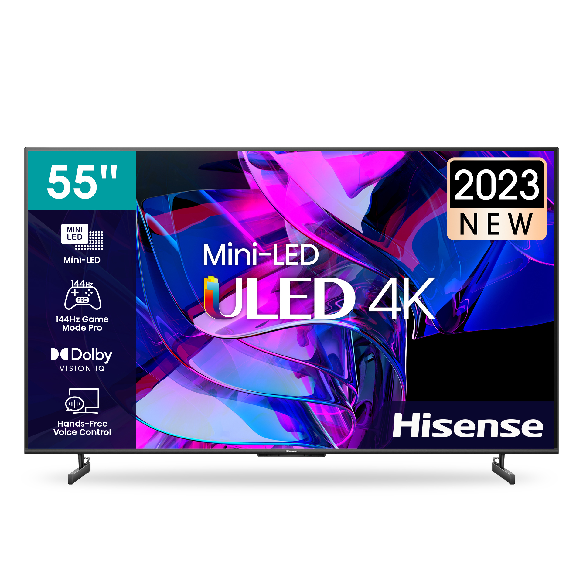 Hisense LEDN55U7K 55'' Mini-Led ULED 4K; 144Hz Game Mode Pro; Quantum Dot Colour; Dolby Vision IQ; Multi-Channel Surround 2.1